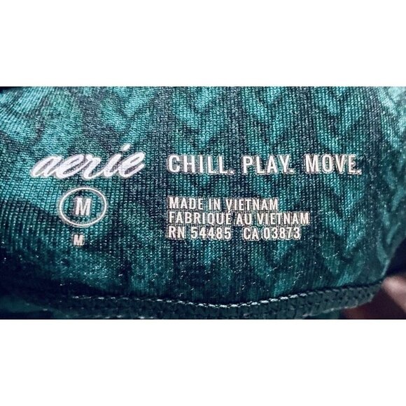 Aerie Womens Medium Leggings Green Braided Print Yellow Stripe Stretch Yoga - Picture 6 of 9